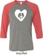 Mens Peace Tee Hippie Heart Peace Raglan Shirt