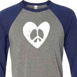 Mens Peace Tee Hippie Heart Peace Raglan Shirt Mens Peace Tee Hippie Heart Peace Raglan Shirt