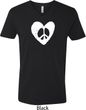 Mens Peace Tee Hippie Heart Peace V-neck Shirt
