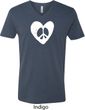 Mens Peace Tee Hippie Heart Peace V-neck Shirt