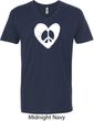 Mens Peace Tee Hippie Heart Peace V-neck Shirt
