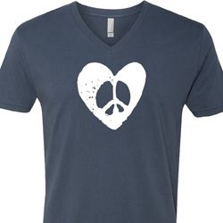 Mens Peace Tee Hippie Heart Peace V-neck Shirt Mens Peace Tee Hippie Heart Peace V-neck Shirt