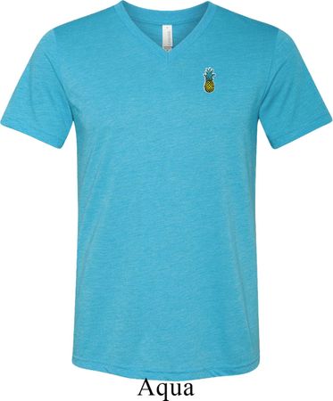Mens Pineapple Patch Pocket Print Tri Blend V-neck