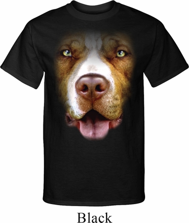 Mens Pit Bull Shirt Big Pit Bull Face Tall Tee T-Shirt