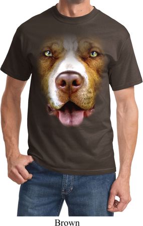 Mens Pit Bull Shirt Big Pit Bull Face Tee T-Shirt