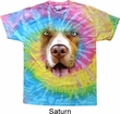 Mens Pit Bull Shirt Big Pit Bull Face Tie Dye T-shirt