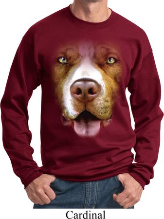 Mens Pit Bull Sweatshirt Big Pit Bull Face Sweat Shirt