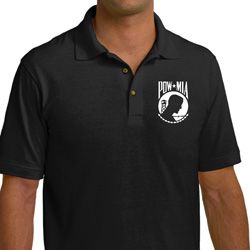 Mens Pow Mia Pocket Print Pique Polo Shirt