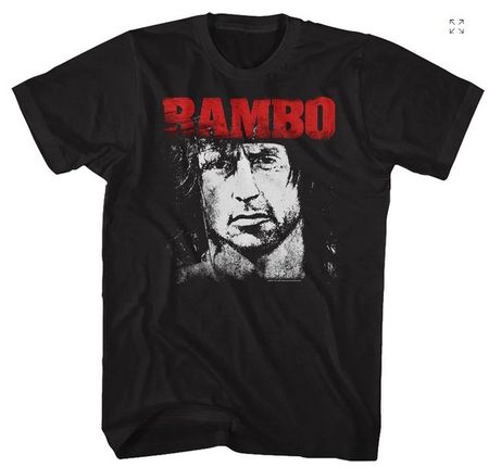 Mens RAMBO Face T-shirt - Black