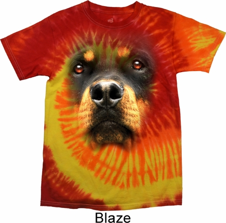 Mens Rottweiler Shirt Big Rottweiler Face Tie Dye T-shirt