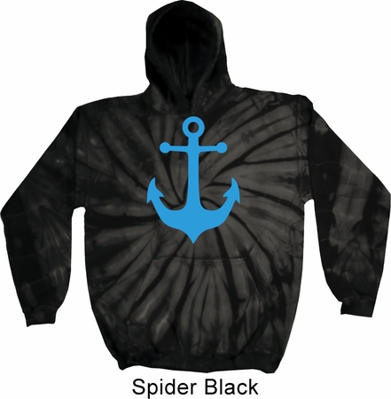 Mens Sailing Hoodie Blue Anchor Tie Dye Hoody