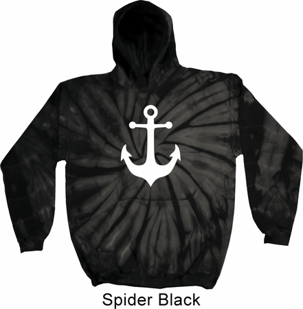 Mens Sailing Hoodie White Anchor Tie Dye Hoody