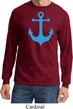 Mens Sailing Shirt Blue Anchor Long Sleeve Tee T-Shirt