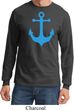 Mens Sailing Shirt Blue Anchor Long Sleeve Tee T-Shirt