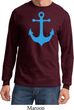 Mens Sailing Shirt Blue Anchor Long Sleeve Tee T-Shirt