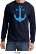 Mens Sailing Shirt Blue Anchor Long Sleeve Tee T-Shirt