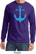 Mens Sailing Shirt Blue Anchor Long Sleeve Tee T-Shirt