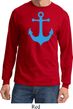 Mens Sailing Shirt Blue Anchor Long Sleeve Tee T-Shirt
