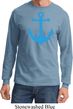 Mens Sailing Shirt Blue Anchor Long Sleeve Tee T-Shirt