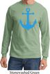 Mens Sailing Shirt Blue Anchor Long Sleeve Tee T-Shirt