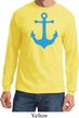Mens Sailing Shirt Blue Anchor Long Sleeve Tee T-Shirt