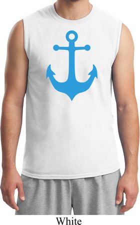 Mens Sailing Shirt Blue Anchor Muscle Tee T-Shirt