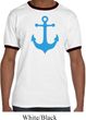 Mens Sailing Shirt Blue Anchor Ringer Tee T-Shirt