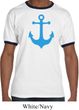 Mens Sailing Shirt Blue Anchor Ringer Tee T-Shirt