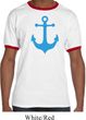 Mens Sailing Shirt Blue Anchor Ringer Tee T-Shirt