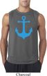 Mens Sailing Shirt Blue Anchor Sleeveless Tee T-Shirt