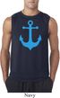 Mens Sailing Shirt Blue Anchor Sleeveless Tee T-Shirt