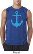 Mens Sailing Shirt Blue Anchor Sleeveless Tee T-Shirt