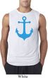 Mens Sailing Shirt Blue Anchor Sleeveless Tee T-Shirt