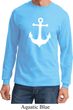 Mens Sailing Shirt White Anchor Long Sleeve Tee T-Shirt