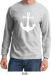 Mens Sailing Shirt White Anchor Long Sleeve Tee T-Shirt