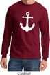 Mens Sailing Shirt White Anchor Long Sleeve Tee T-Shirt