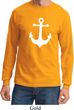 Mens Sailing Shirt White Anchor Long Sleeve Tee T-Shirt