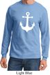 Mens Sailing Shirt White Anchor Long Sleeve Tee T-Shirt