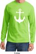 Mens Sailing Shirt White Anchor Long Sleeve Tee T-Shirt