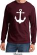 Mens Sailing Shirt White Anchor Long Sleeve Tee T-Shirt