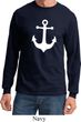 Mens Sailing Shirt White Anchor Long Sleeve Tee T-Shirt