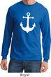 Mens Sailing Shirt White Anchor Long Sleeve Tee T-Shirt
