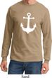 Mens Sailing Shirt White Anchor Long Sleeve Tee T-Shirt