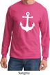 Mens Sailing Shirt White Anchor Long Sleeve Tee T-Shirt