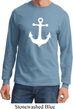 Mens Sailing Shirt White Anchor Long Sleeve Tee T-Shirt