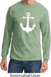 Mens Sailing Shirt White Anchor Long Sleeve Tee T-Shirt
