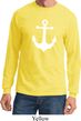 Mens Sailing Shirt White Anchor Long Sleeve Tee T-Shirt