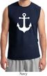 Mens Sailing Shirt White Anchor Muscle Tee T-Shirt