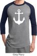 Mens Sailing Shirt White Anchor Raglan Tee T-Shirt