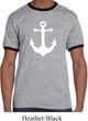 Mens Sailing Shirt White Anchor Ringer Tee T-Shirt